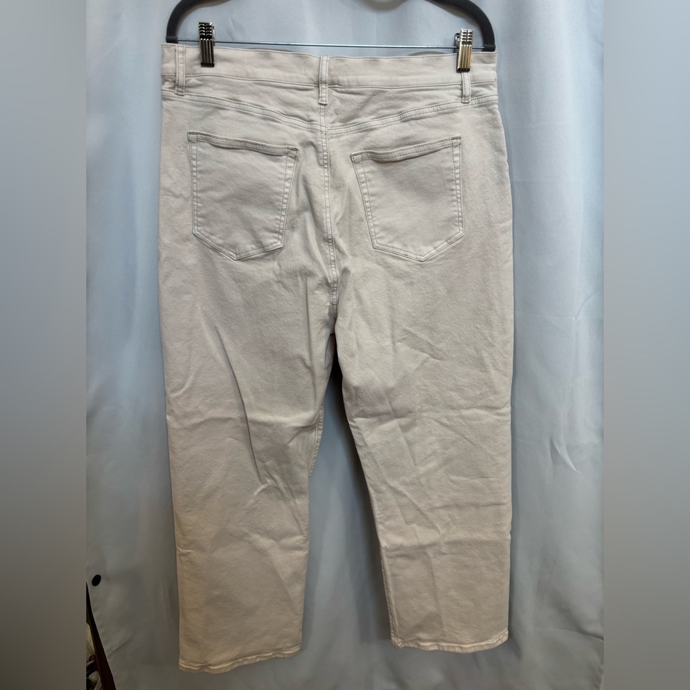 LOFT Straight Leg Pants Size 14/32 Cream Neutral Classic Fit - Picture 4 of 4